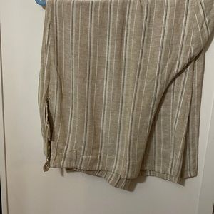 J. Jill Beige Stripe Linen Blend Wide-Leg Crop Pants